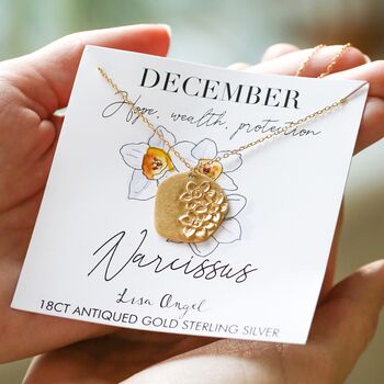 Personalised Gold Sterling Silver Birth Flower Necklace, 6 of 11