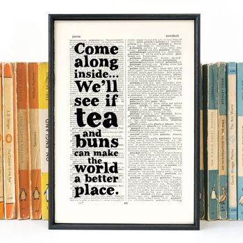 'Tea And Buns' Kitchen Art Quote Print, 2 of 5