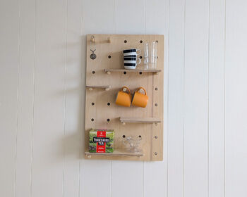 Birch Plywood Wooden Pegboard Shelving Display, 5 of 10
