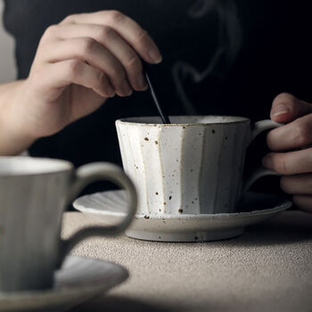 Handmade Ceramic Cup And Saucer Sandy, 4 of 5