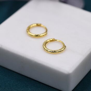 Sterling Silver Crumbled Foil Effect Hoop Earrings, 6 of 12
