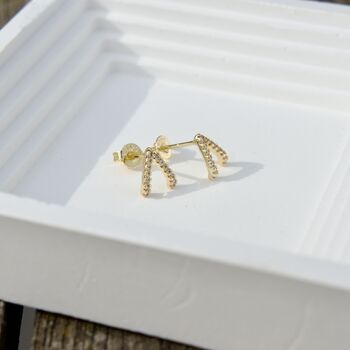 Minimalist Gold Hoop Earring Set Personalised Pouch, 3 of 7