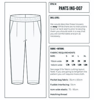 Trouser Sewing Pattern Ing 007 By Cloth-ing