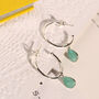 Sterling Silver Hoop Earrings With Gemstone, thumbnail 4 of 7