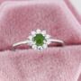 Genuine Jade Stone Halo Ring In Sterling Silver, thumbnail 7 of 11