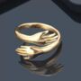 Gold Hand Love Hugging Couple Stackable Love Ring, thumbnail 1 of 2