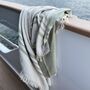 Milos Linen Blend Striped Blanket Sage Green, thumbnail 9 of 12