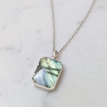 The Rectangle Labradorite Necklace, Silver, 6 of 9