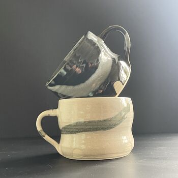 Abstract Splash Medium 300ml Coffee Mug In Cream, Black Or Turquoise, 9 of 12