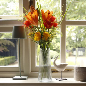 Tall Ribbed Coloured Glass Bouquet Vase, 4 of 4