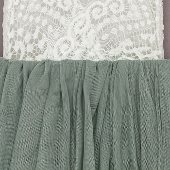 Sage Green Bohemian Sleeveless Flower Girl Dress, 10 of 10