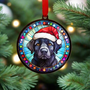 Labrador Black In Santa Hat Suncatcher Decoration, 3 of 6