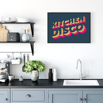Kitchen Disco Neon And Glitter Typography Wall Art, 4 of 5