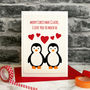 'Penguins In Love' Handmade Christmas Card, thumbnail 3 of 3