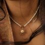 Freshwater Pearl Choker With Hammered Sun Pendant, thumbnail 1 of 7