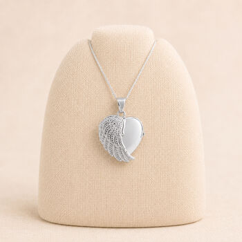 Personalised Sterling Silver Angel Wing Heart Photo Locket Necklace, 3 of 7