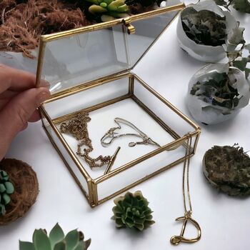 Antique Glass And Gold Finish Jewellery Box, 4 of 10