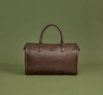 Personalised Mens Holdall Weekend Bag, Leather Look Bag, 2 of 6