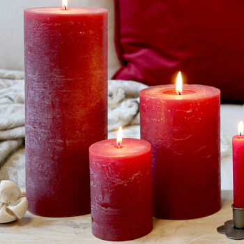 Set Of Three Deep Red Candles, 2 of 3