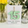 Personalised 15th Birthday Card Wooden Number Gift, thumbnail 3 of 4
