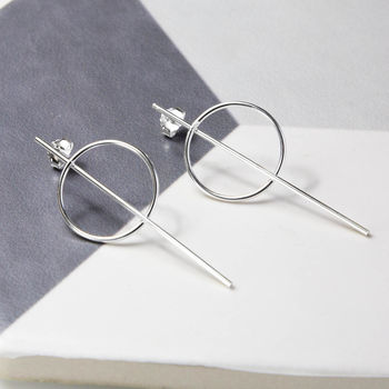 Sterling Silver Ring And Bar Stud Earrings, 2 of 4