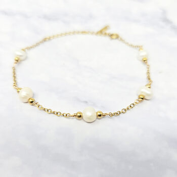 Freshwater Pearl Bridesmaid Wedding Gold Bracelet, 5 of 5