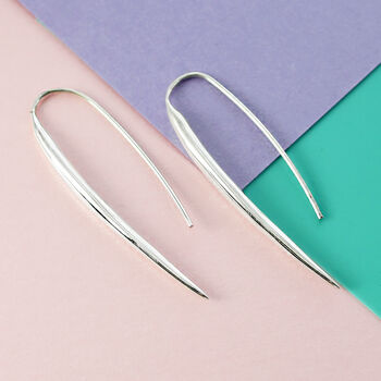 Sterling Silver Long Pointed Drop Earrings, 2 of 8