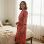 Pink Tiger Print 100% Cotton Dressing Gown, thumbnail 1 of 6