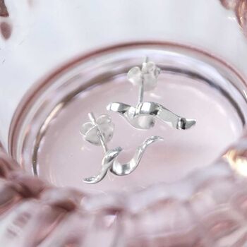 Sterling Silver Wave Studs, 2 of 10