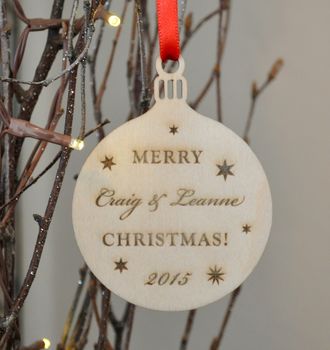 Personalised Wooden Bauble, 3 of 5
