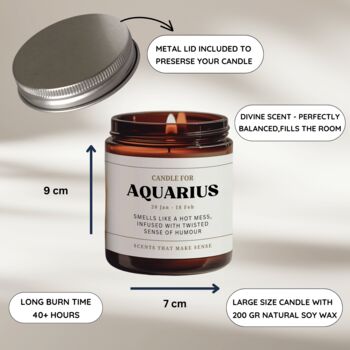 Aquarius Birthday Gift Funny Candle Zodiac Gift, 3 of 7
