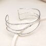 Silver Plated Hammered Triple Wave Strand Bangle, thumbnail 1 of 2