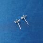 Emerald Flower Birthstone Stud Earrings, May Birthstone Studs, thumbnail 5 of 7