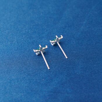 Emerald Flower Birthstone Stud Earrings, May Birthstone Studs, 5 of 7