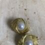Gold Sunburst Pearl Stud Earrings, thumbnail 3 of 6