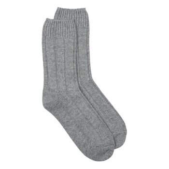 Recycled Wool / Cashmere Socks In Light Grey, 2 of 4