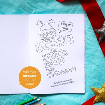 Personalised Santa Got Stuck Colouring Book, 4 of 8