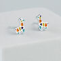 Sterling Silver Geometric Llama Stud Earrings, thumbnail 2 of 5