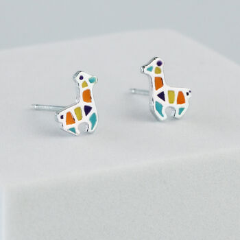 Sterling Silver Geometric Llama Stud Earrings, 2 of 5
