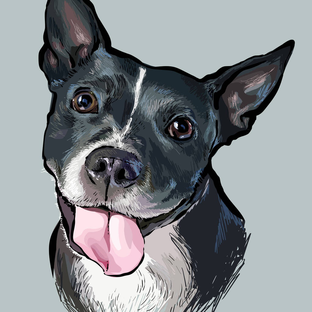 Custom Dog Portrait Art Print By Scribble Print Studio