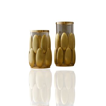 Handmade Set Of Two Brass And Glass Baze Vases, 4 of 4