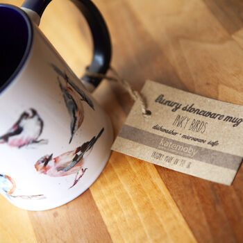 Inky Birds Blue Stoneware Mug, 12 of 12