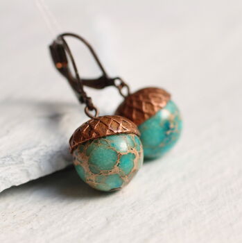 Turquoise Acorn Earrings, 7 of 8