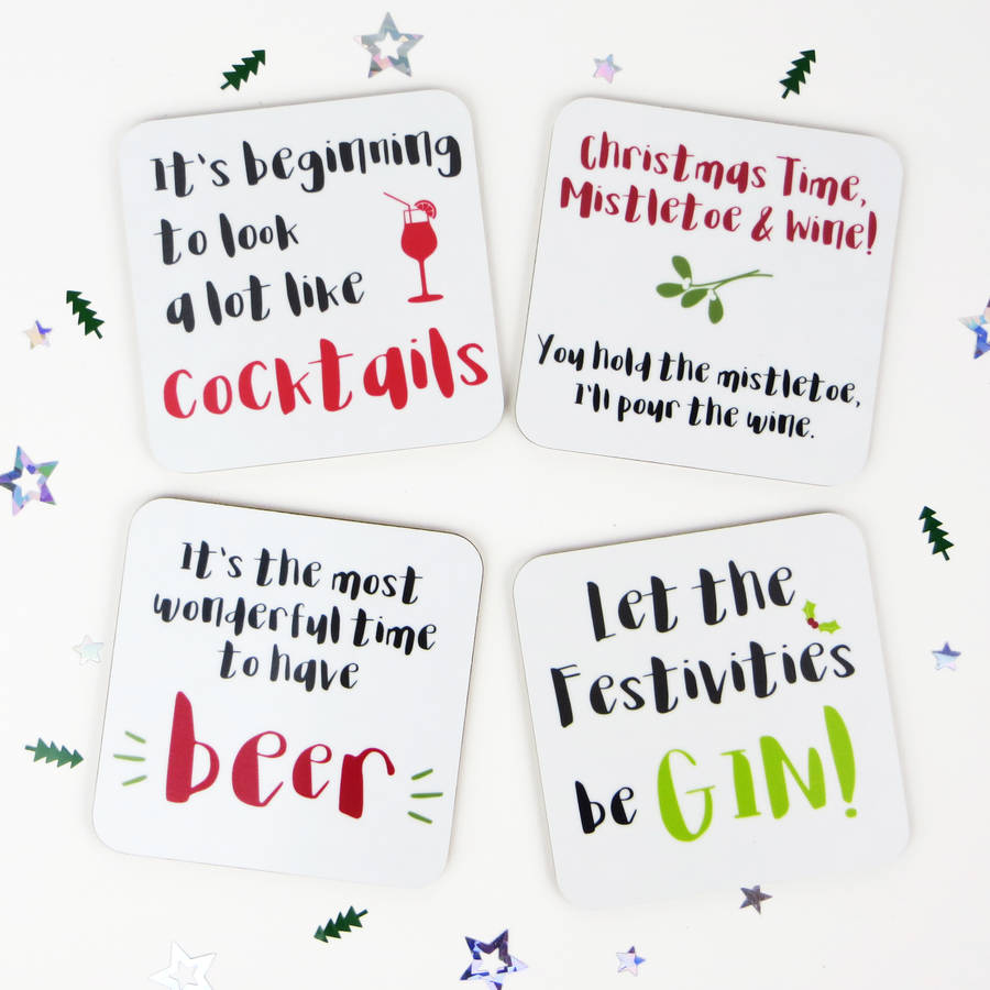 Fun Christmas Drinks Coasters By Wink Design