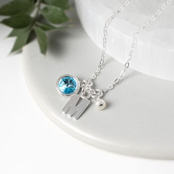 Emma Birthstone And Initial Necklace, Sterling Silver, 4 of 6