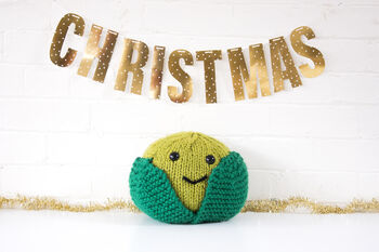 Giant Christmas Pudding And Sprout Knitting Kits, 4 of 6