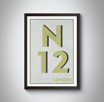 N12 North Finchley London Postcode Typography Print, 6 of 9