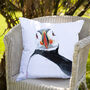 Inky Puffin Outdoor Cushion For Garden Furniture, thumbnail 2 of 9