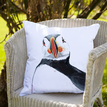Inky Puffin Outdoor Cushion For Garden Furniture, 2 of 9