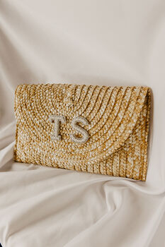 Hen Party Initial Woven Straw Clutch Bag, 4 of 4